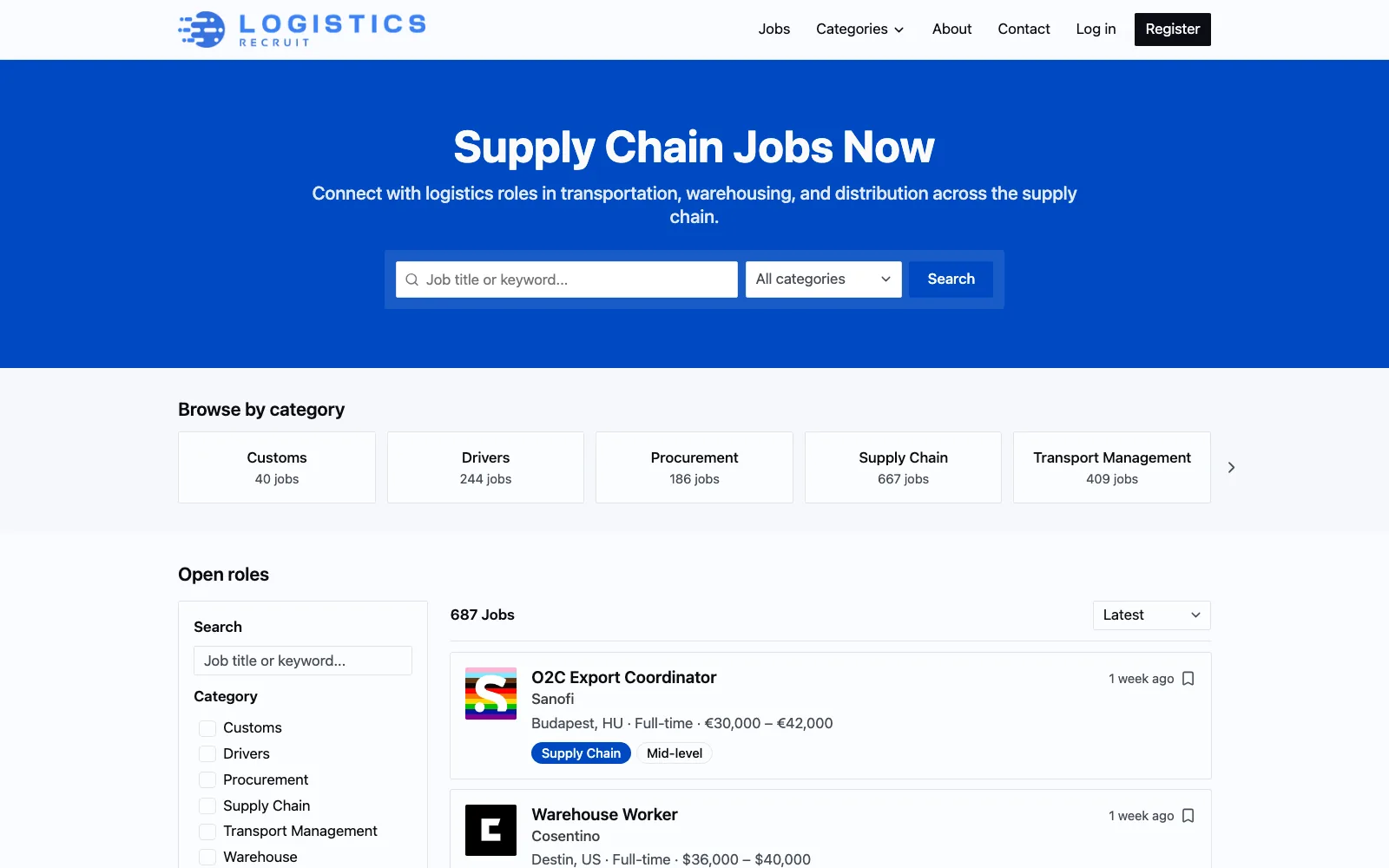 Logistics Recruit homepage