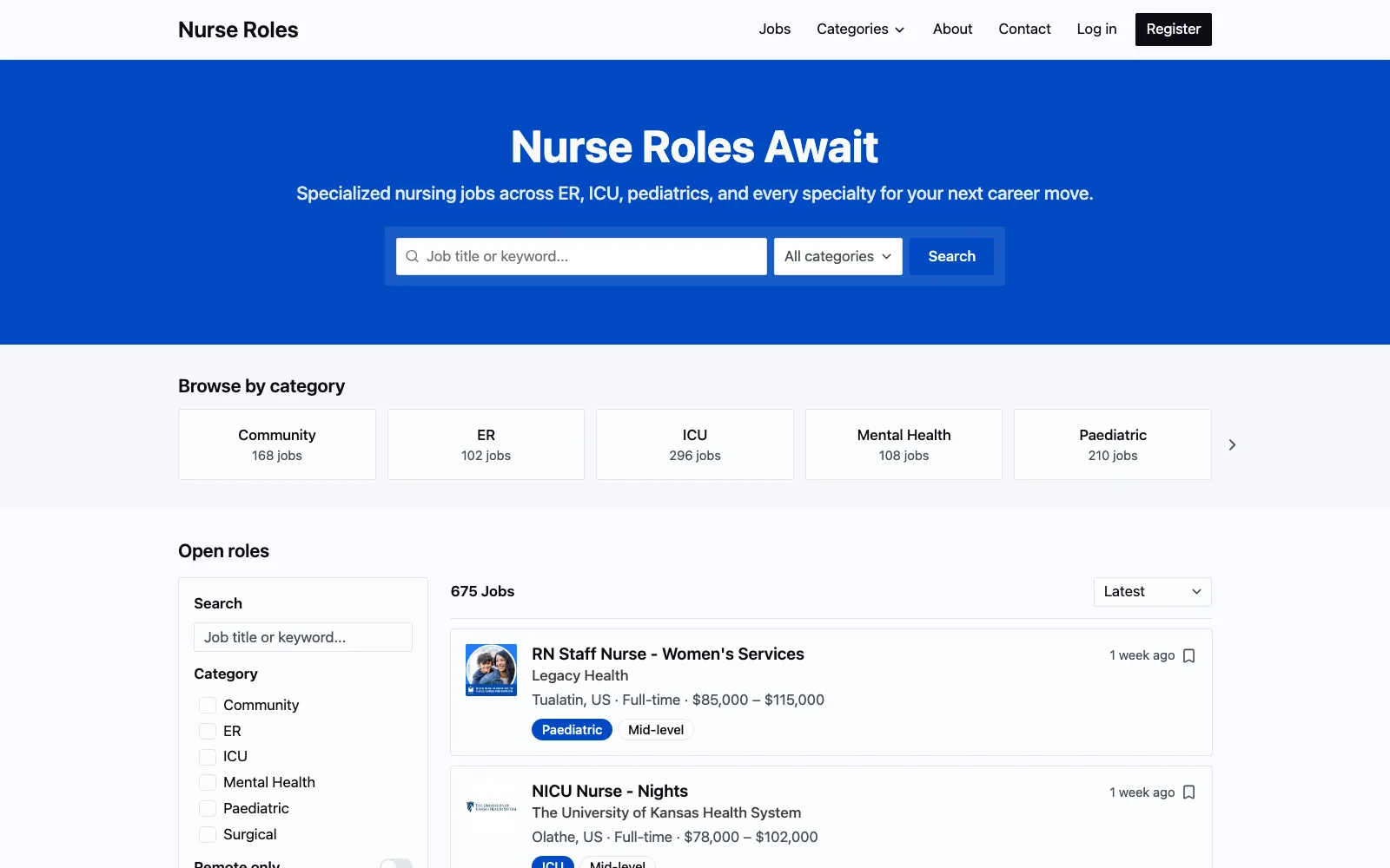 Nurse Roles homepage
