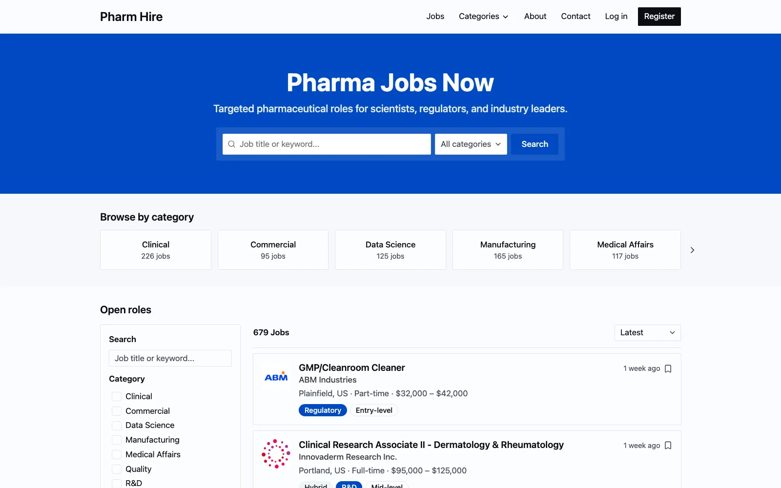 Pharm Hire homepage