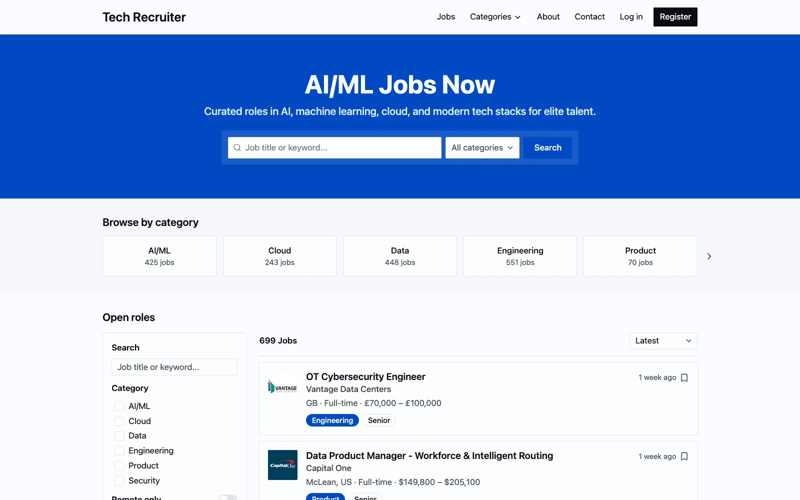 Tech Recruiter homepage